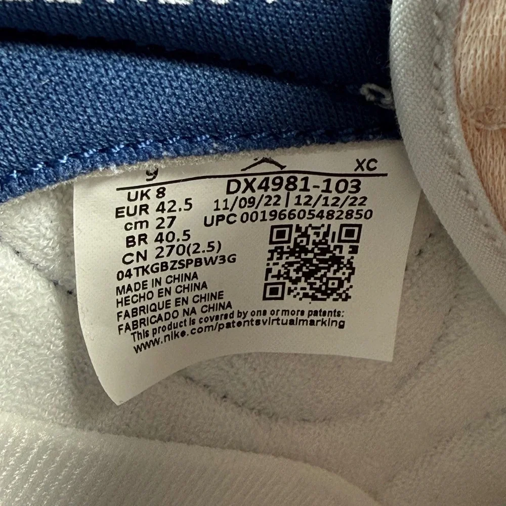 Nike Jordan AJKO 1 Low Sneakers Mens 9 Blue White Canvas Basketball DX4981-103